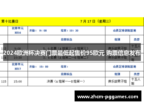 2024欧洲杯决赛门票最低起售价95欧元 购票信息发布